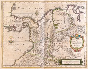 Panamá, Colômbia e parte do Equador e da Venezuela, em "Theatrum Orbis Terrarum, sive Atlas Novus" de Willem Blaeu, Amesterdão de Willem Blaeu