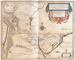 Paraguai e Rio da Prata, em "Theatrum Orbis Terrarum, sive Atlas Novus" de Willem Blaeu, Amesterdão de Willem Blaeu