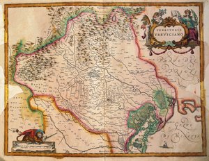 Regionum Italiae, território de Treviso, região de Veneto, Itália por Willem Janszoon Blaeu de Willem Blaeu