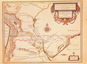 Rio de ll Plate, Rio da Prata e Bacia do Paraná no Paraguai, a partir do Atlas de Willem Blaeu de Willem Blaeu