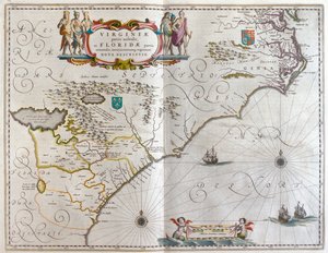 Sudeste, em "Theatrum Orbis Terrarum, sive Atlas Novus" de Willem Blaeu, Amesterdão de Willem Blaeu