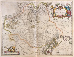 Treviso, Itália, em "Theatrum Orbis Terrarum, sive Atlas Novus" de Willem Blaeu, Amesterdão de Willem Blaeu