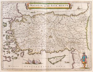 Turquia e Chipre, em "Theatrum Orbis Terrarum, sive Atlas Novus" de Willem Blaeu, Amesterdão de Willem Blaeu