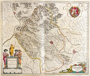 Vicenza, Itália, em "Theatrum Orbis Terrarum, sive Atlas Novus" de Willem Blaeu, Amesterdão de Willem Blaeu