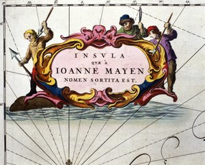 Caçadores de baleias retratados em um quadro do Atlas de William Blaeu, impresso em Amsterdã em 1656. de Willem Blaeu