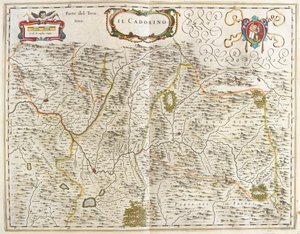 il Cadore (veneto) Itália, em "Theatrum Orbis Terrarum, sive Atlas Novus" de Willem Blaeu, Amesterdão de Willem Blaeu
