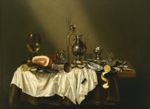 Pedaço de Banquete com Presunto de Willem Claesz. Heda