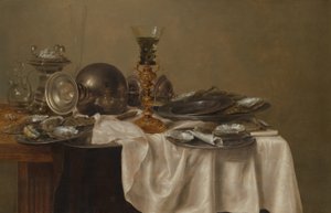 Natureza morta do pequeno-almoço de Willem Claesz. Heda