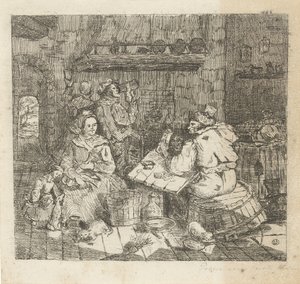 Homens a jogar às cartas e a beber na cozinha de Willem Cornelis van Dijk