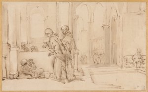 Pedro e João na Porta do Templo de Willem Drost