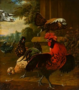 Aves atacadas por um falcão de Willem Frederiksz van Royen