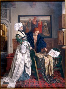 "Charles V e Jeanne Vandergeynst no Berço da sua Filha Marguerite", 1870.    de Willem Geets