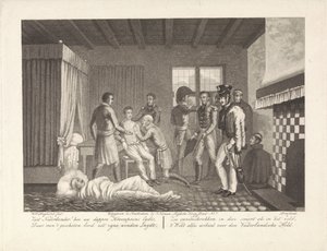 Príncipe de Orange após o seu ferimento sob tratamento médico no hospital de campanha, 1815