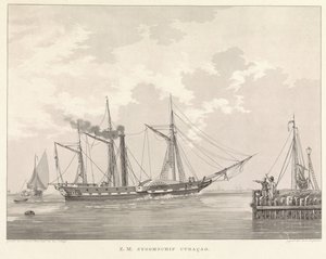 Vaporizador de radar num cais
Z.M. steamer Curaçao (título sobre o objecto)