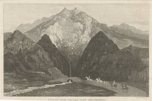 Viajantes da montanha Entrada para o vale de Sulimaneij (título no objeto) de Willem Hendrik Hoogkamer