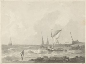 Barcos de pesca num molhe do porto de Willem Hendrik Hoogkamer