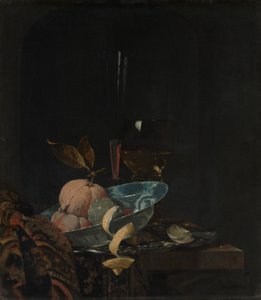 Still Life with Fruit, Glassware, and a Wanli Bowl, 1659. de Willem Kalf