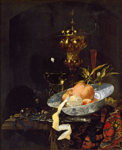 Natureza Morta com um Rug oriental, início da década de 1660 de Willem Kalf