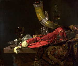 Natureza-Morta com a Chifre Bebendo da Guilda dos Arqueiros de São Sebastião, Lagosta e Copos, c.1653 (óleo sobre tela)