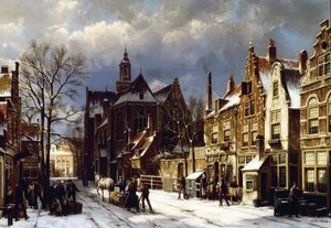 Uma cena de rua, Amsterdã (óleo sobre tela)