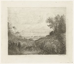 Paisagem montanhosa com estrada para o vale de Willem Matthias Jan van Dielen