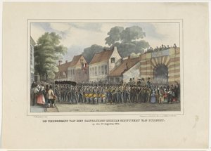 O regresso do Bataillon Mobile Schuttery de Utrecht, em 19 de Agosto de 1834 (título sobre o objecto)