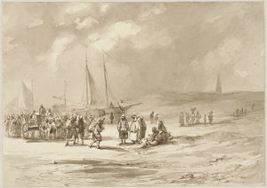 Praia com pescadores