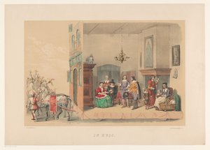 Segundo grupo de máscaras de Utrecht em 1856
Na casa (título sobre o objecto)
A nossa pátria por volta de meados do século XVII, apresentada por estudantes de H.H., membros de Mutua Fides, por ocasião do 220º aniversário da Universidade de Utrecht, 25 de