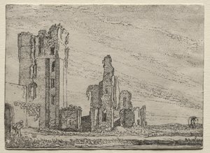 Ruínas do castelo Huys Te Kleef, perto de Haarlem, c. 1616