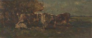 A dobra do leite de Willem Roelofs (I) (signed by artist)