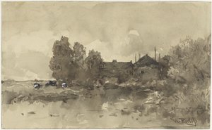 paisagem com fazenda de Willem Roelofs (I)