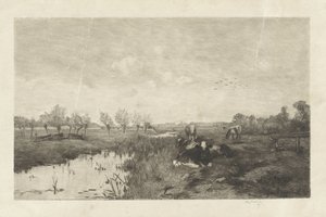 Paisagem de pasta com vacas de Willem Steelink (II)