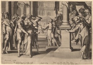 Suzannah antes de Daniel de Willem Swanenburgh, after Joachim Anthonisz Wtewael