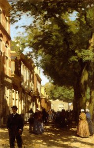 Meio-dia em uma rua movimentada da cidade de Willem Tholen