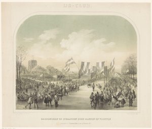 Concurso de patinagem
IJs-club / Hard riding on skates by men and women realizado em Leeuwarden em 22 de Fevereiro de 1855 (título sobre o objecto) de Willem Troost (II)