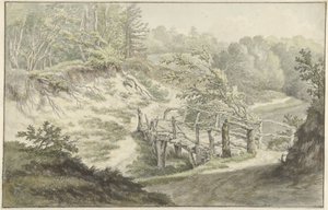 Paisagem dunar com ponte de madeira de Willem Uppink