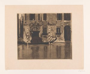Gôndola amarrada com super-estrutura num canal em Veneza
Gôndola com super-estrutura no Grande Canal, Veneza (título original) de Willem Witsen (signed by artist)