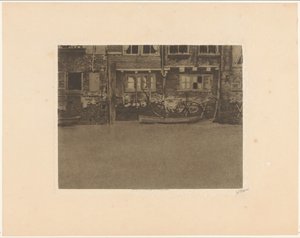 Fachadas traseiras da Voorstraat 463, 461 e 459 em Dordrecht de Willem Witsen (signed by artist)