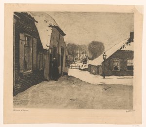 Casas cobertas de neve em Ede de Willem Witsen (signed by artist)