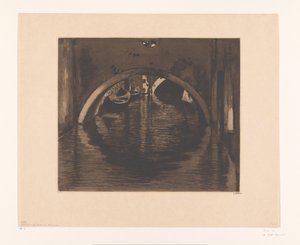 Vista debaixo de uma ponte com dois barcos a remos Sob a Ponte, Veneza (título original) de Willem Witsen (signed by artist)