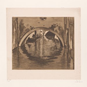 Vista debaixo de uma ponte com dois barcos a remos Sob a Ponte, Veneza (título original) de Willem Witsen (signed by artist)