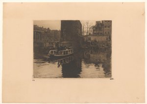 Vista do desembarque na Montelbaanstoren em Amesterdão de Willem Witsen (signed by artist)