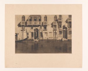 Vista das fachadas e dos postes ao longo do Canale Grande em Veneza
Casas com seis bollards, Veneza (título original) de Willem Witsen (signed by artist)