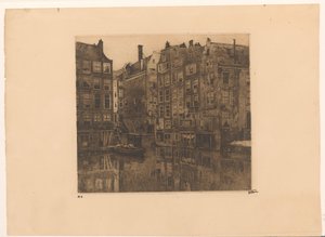 Oudezijds Voorburgwal e o Oudezijds Kolk em Amsterdão de Willem Witsen (signed by artist)