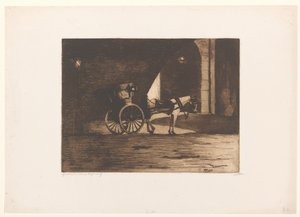 Transporte sob Waterloo Bridge em Londres de Willem Witsen (signed by artist)