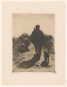 Pastor com cão atrás do seu rebanho de Willem Witsen (signed by artist)