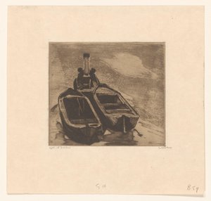 Rebocador com duas barcaças de Willem Witsen (signed by artist)