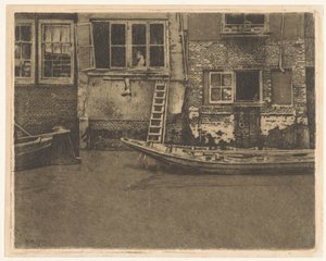 Fachadas traseiras da Voorstraat 463, 465 e 467 em Dordrecht de Willem Arnoldus Witsen