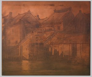 Batavia. casas na kali em fila fechada de Willem Arnoldus Witsen