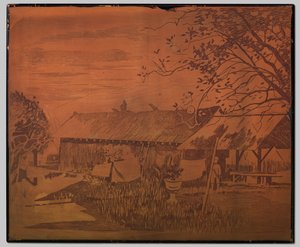 Gambar, dependência longa, secagem de roupa em primeiro plano de Willem Arnoldus Witsen